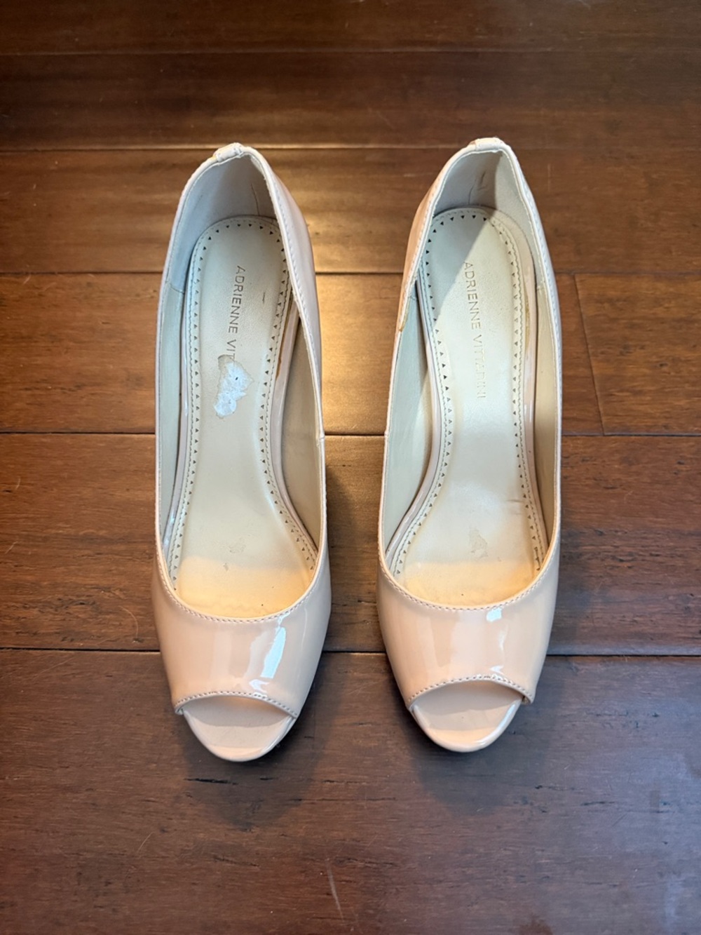 Adrienne Vittadini Blush Patent Peep-Toe Pumps